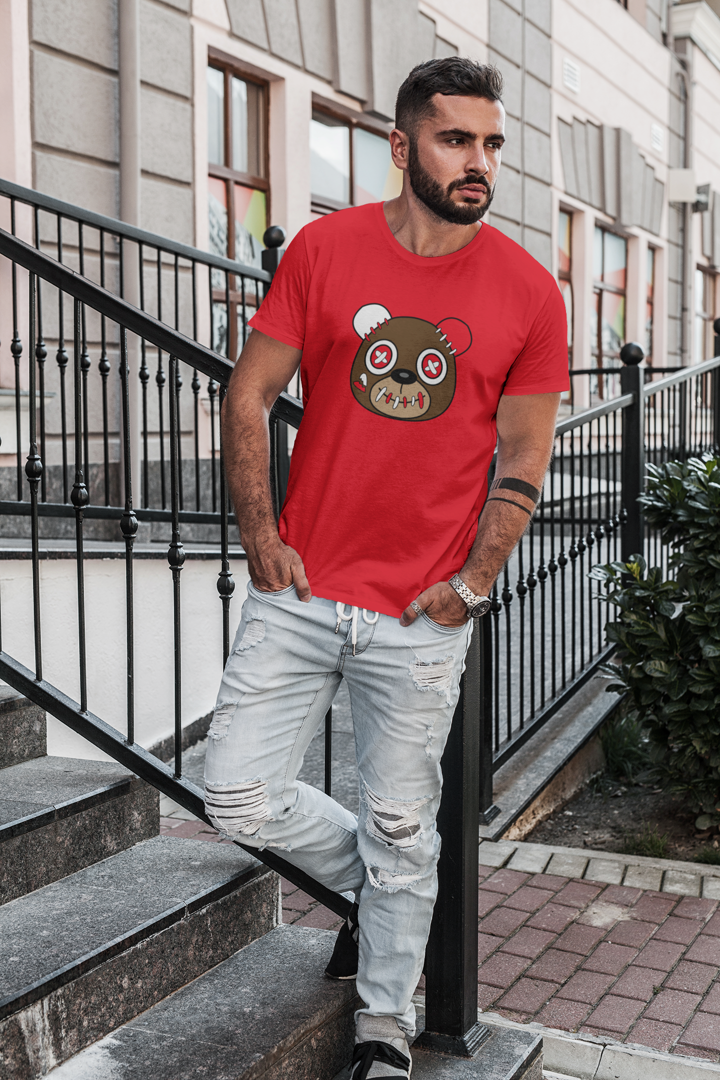 Red T-Shirt Kicks N'spired Bear - kicks n'spired
