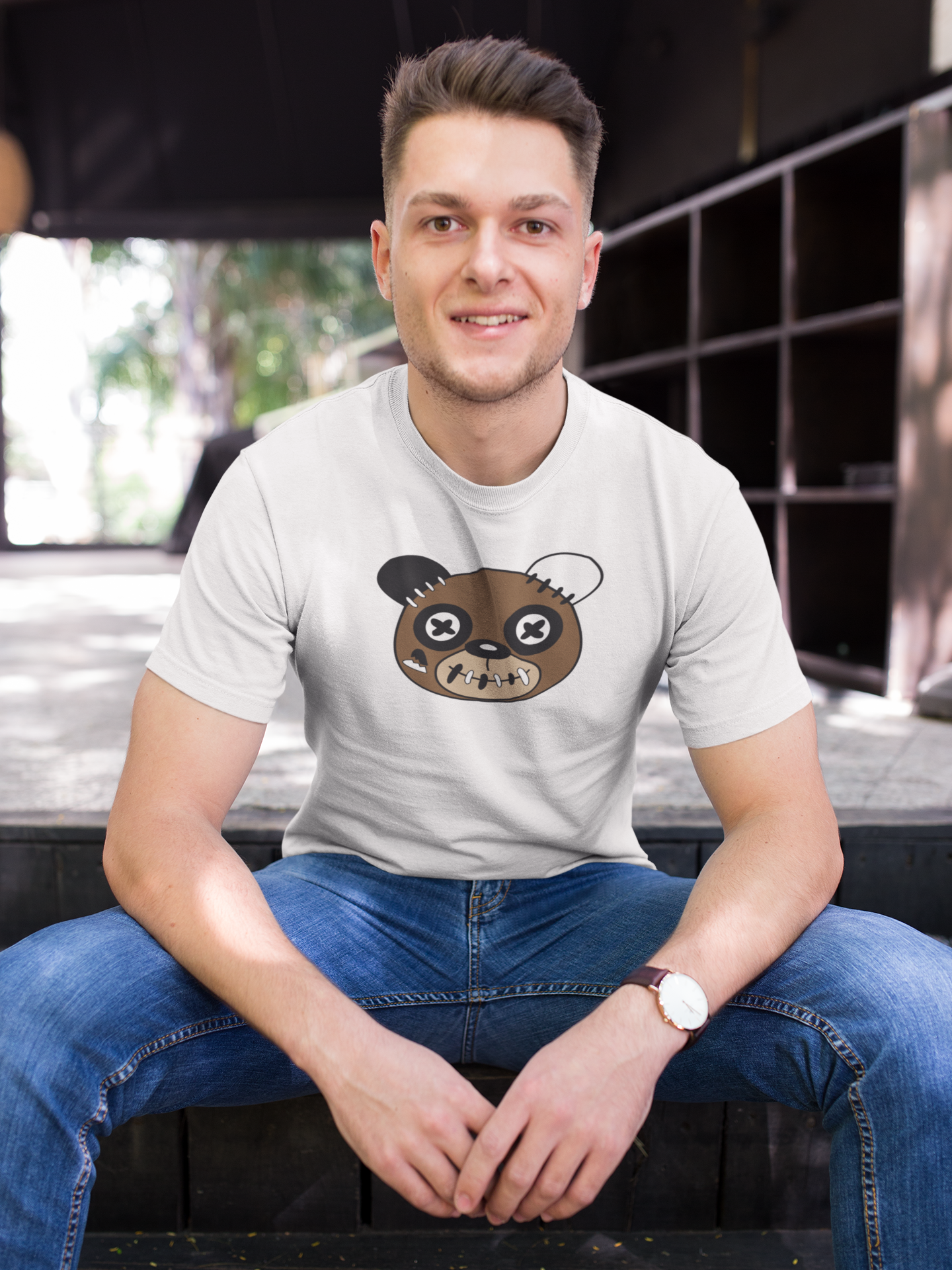 White T-Shirt Kicks N'spired Bear - kicks n'spired