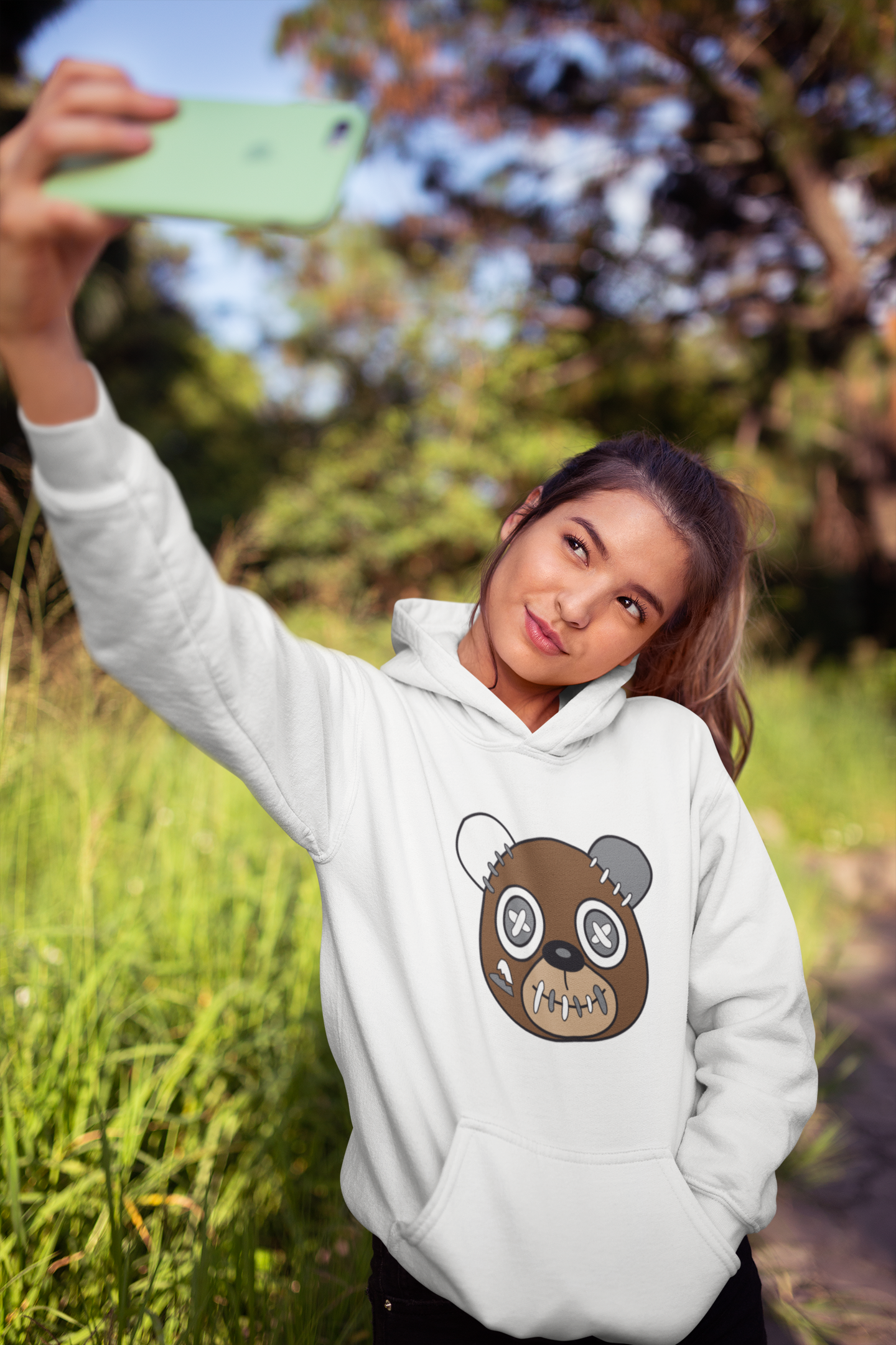 Hoodie White Kicks N'spired Bear - kicks n'spired